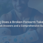 A person with a forearm cast, sitting on a cozy couch and smiling, in a warm recovery setting. This image represents the topic: How Long Does a Broken Forearm Take to Heal, focusing on resilience and healing.