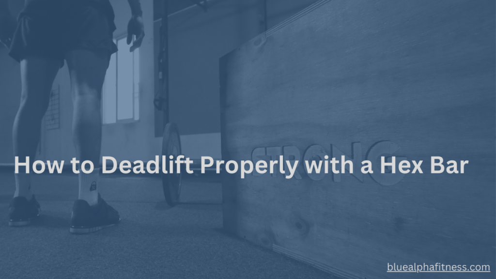 A person standing in the proper starting position for a hex deadlift, with feet shoulder-width apart and back straight, preparing to grip the bar. The hex bar is positioned in front of the individual, highlighting the correct stance and setup for a safe and effective deadlift.