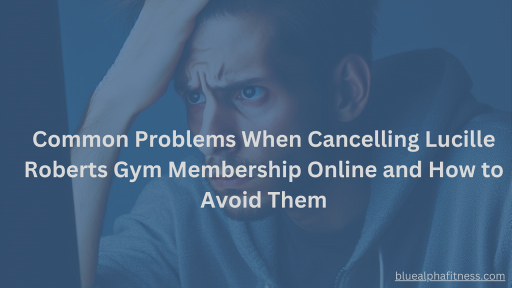 Person sitting at a desk looking concerned while scratching their head with their right hand viewing a computer screen during the process of how to cancel Lucille Roberts gym membership online