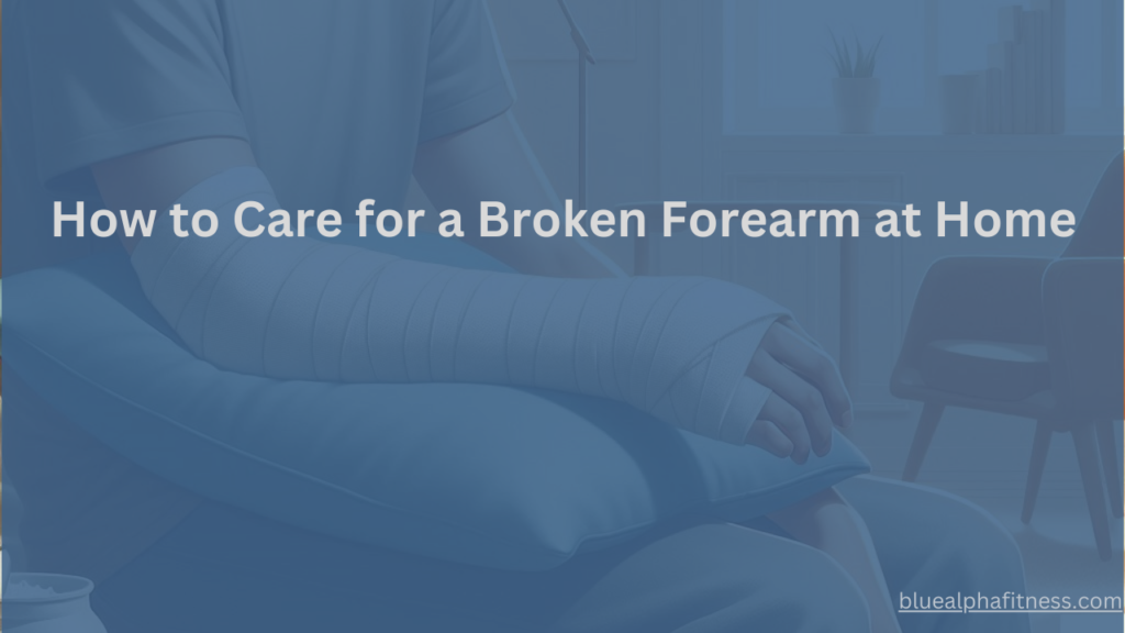 Person sitting on a sofa, resting their forearm on a pillow to showcase how to care for a broken forearm at home.
