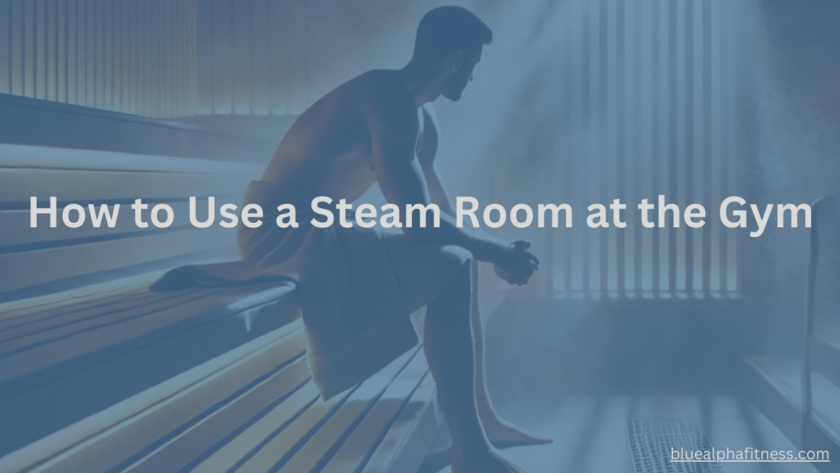 Fitness enthusiast sitting barefoot in a steam room at the gym, wrapped in a towel, relaxing and enjoying the therapeutic steam.