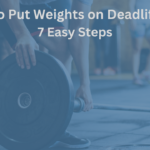 Person loading a weight plate onto a deadlift bar in a gym, preparing for a lift.