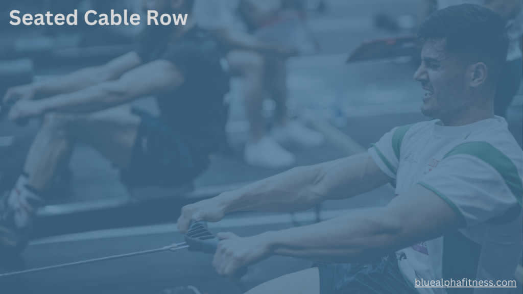 Athlete performing a seated cable row with controlled form, emphasizing balanced muscle development for improved overall strength and performance.